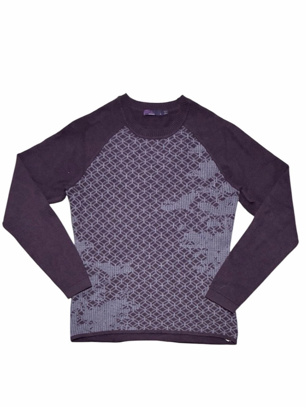PrAna Purple Geometric Crewneck Raglan Knit
Pullover Sweater Womens XS